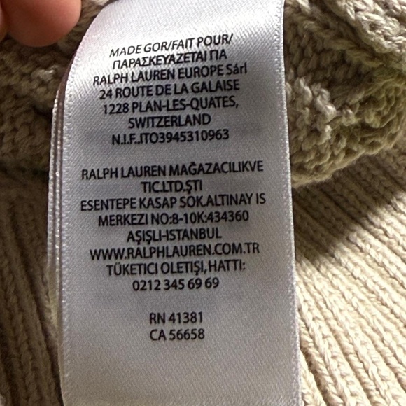 NWT Polo Ralph Lauren Men's Cotton Cable Knit Crewneck Sweater Beige Large - Picture 12 of 13